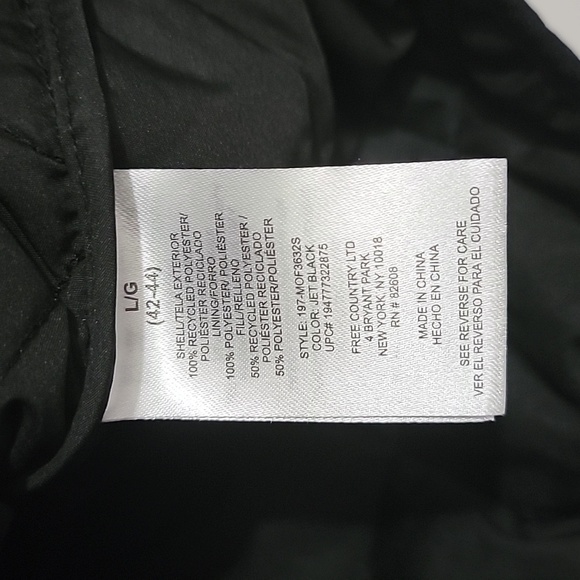 Free Country Mens Puffer Vest Quilted Trail Creek Sleeveless Black Size L NWT - Picture 5 of 5